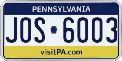 PA license plate JOS6003