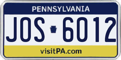 PA license plate JOS6012