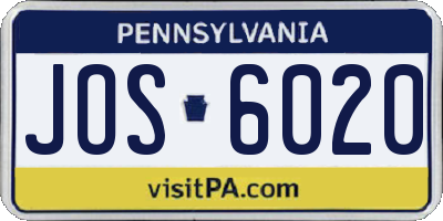 PA license plate JOS6020