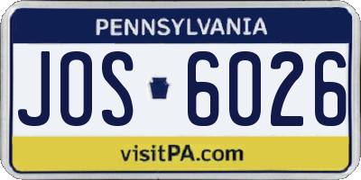 PA license plate JOS6026