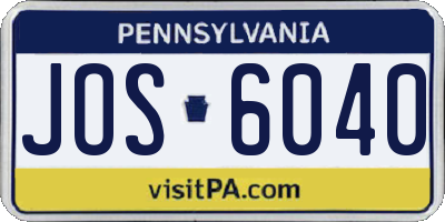PA license plate JOS6040