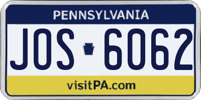 PA license plate JOS6062