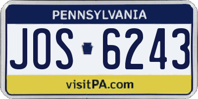PA license plate JOS6243
