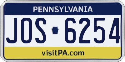 PA license plate JOS6254