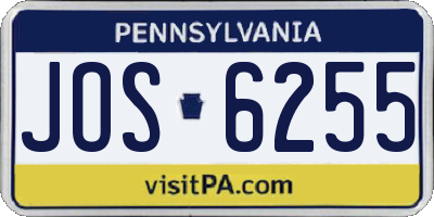 PA license plate JOS6255