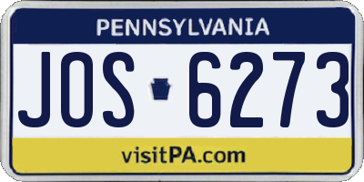 PA license plate JOS6273