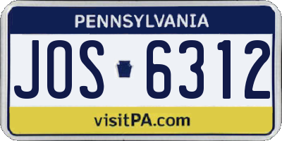 PA license plate JOS6312