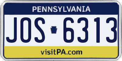 PA license plate JOS6313