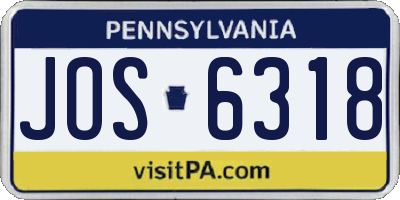 PA license plate JOS6318