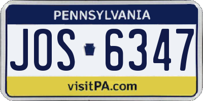PA license plate JOS6347