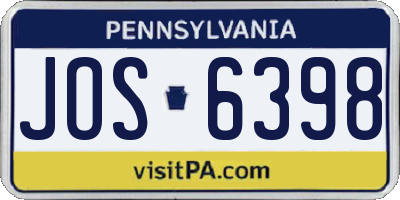 PA license plate JOS6398