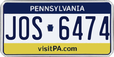 PA license plate JOS6474