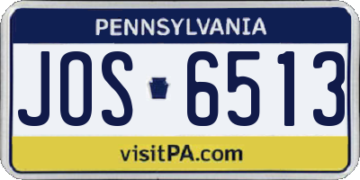 PA license plate JOS6513