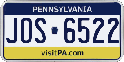 PA license plate JOS6522