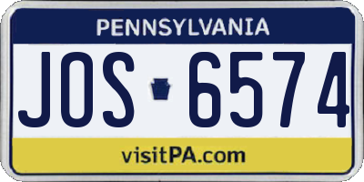 PA license plate JOS6574