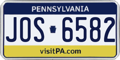 PA license plate JOS6582