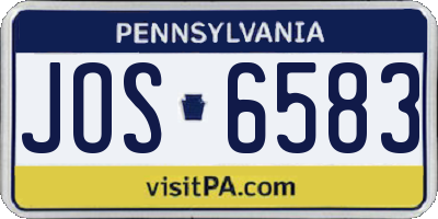 PA license plate JOS6583