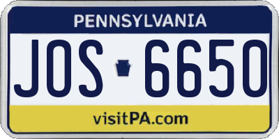 PA license plate JOS6650
