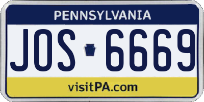 PA license plate JOS6669