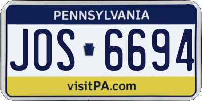 PA license plate JOS6694