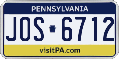 PA license plate JOS6712