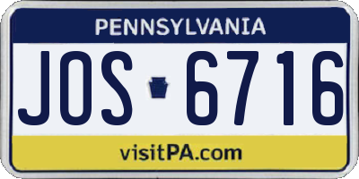 PA license plate JOS6716