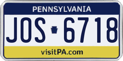PA license plate JOS6718