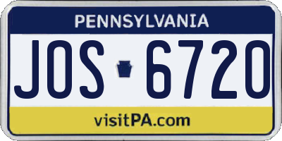 PA license plate JOS6720