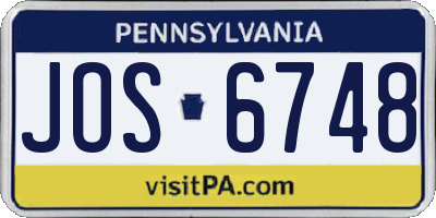 PA license plate JOS6748