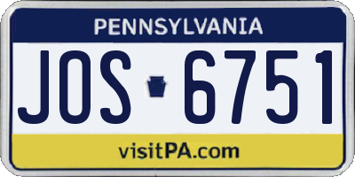 PA license plate JOS6751