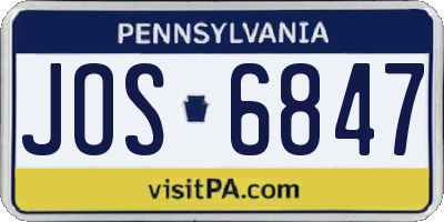 PA license plate JOS6847