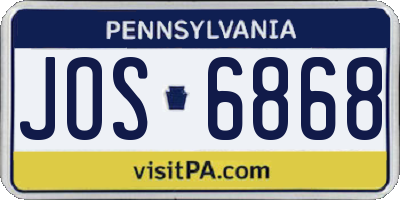 PA license plate JOS6868