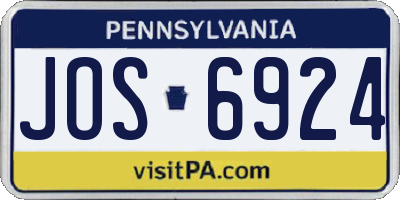 PA license plate JOS6924