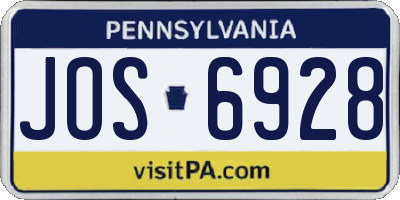 PA license plate JOS6928
