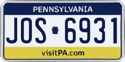 PA license plate JOS6931