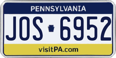 PA license plate JOS6952