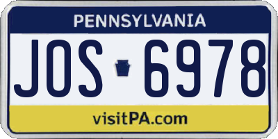 PA license plate JOS6978