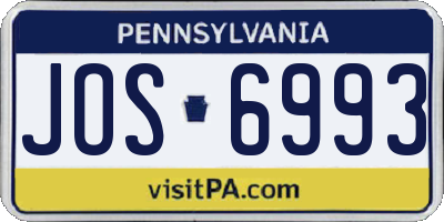 PA license plate JOS6993
