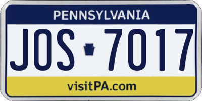 PA license plate JOS7017