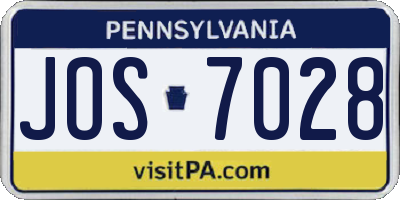PA license plate JOS7028