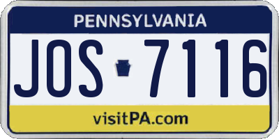 PA license plate JOS7116
