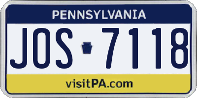 PA license plate JOS7118