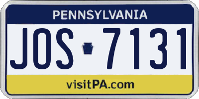 PA license plate JOS7131