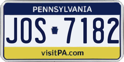 PA license plate JOS7182