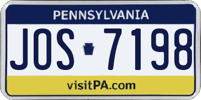 PA license plate JOS7198