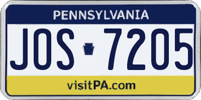 PA license plate JOS7205