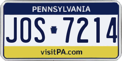 PA license plate JOS7214