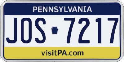 PA license plate JOS7217