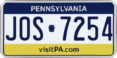 PA license plate JOS7254