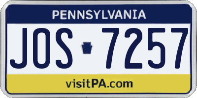 PA license plate JOS7257